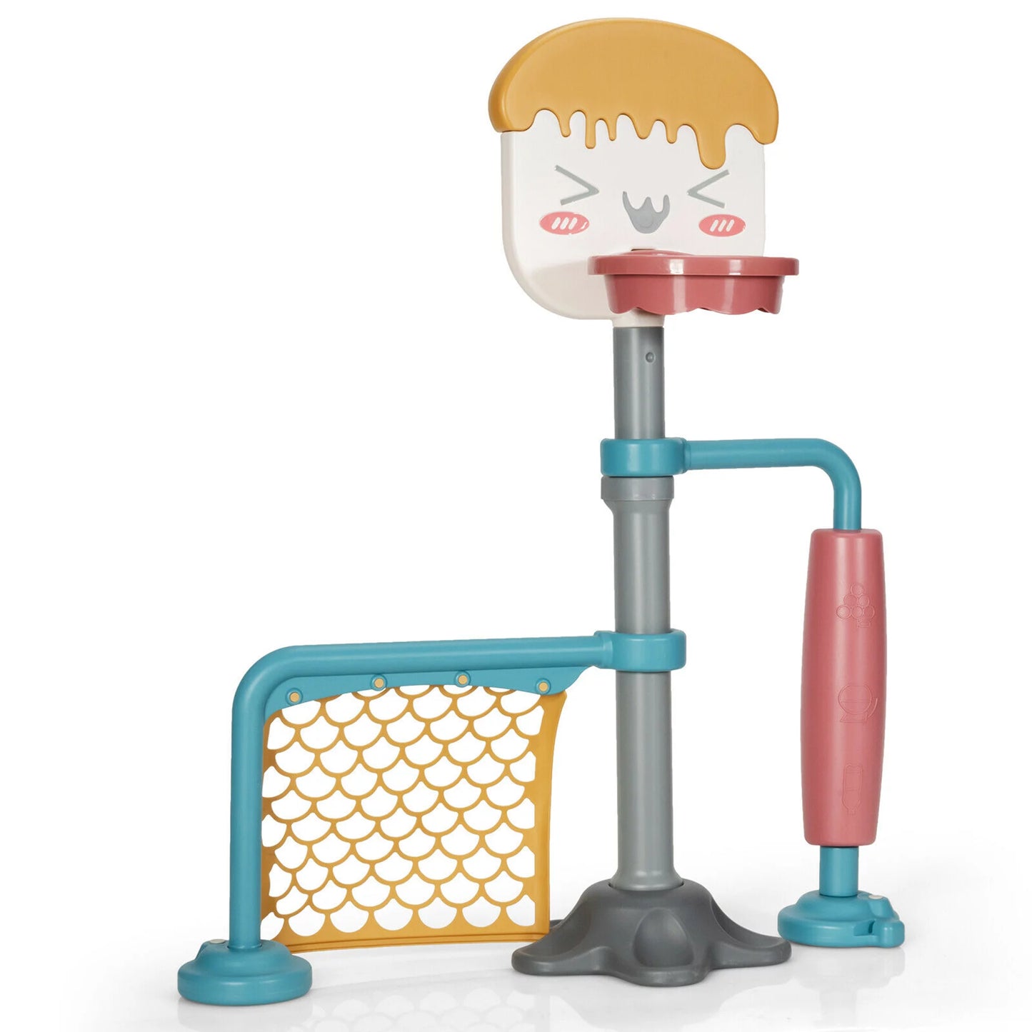 3-In-1 Basketball Stand Set W/ Soccer & Roller Adjustable Height