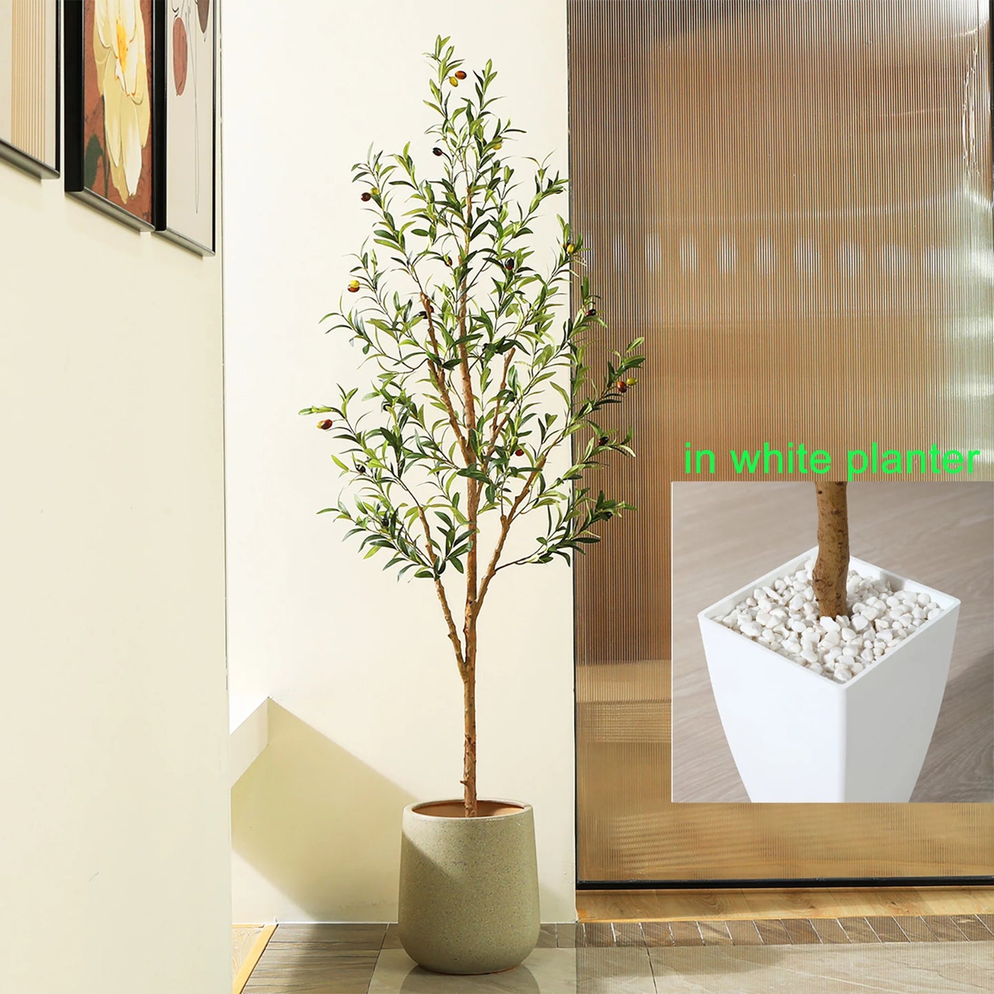 6FT Tall Artificial Olive Tree in Planter, 12 Lb Indoor Outdoor Artificial Olive Plants,