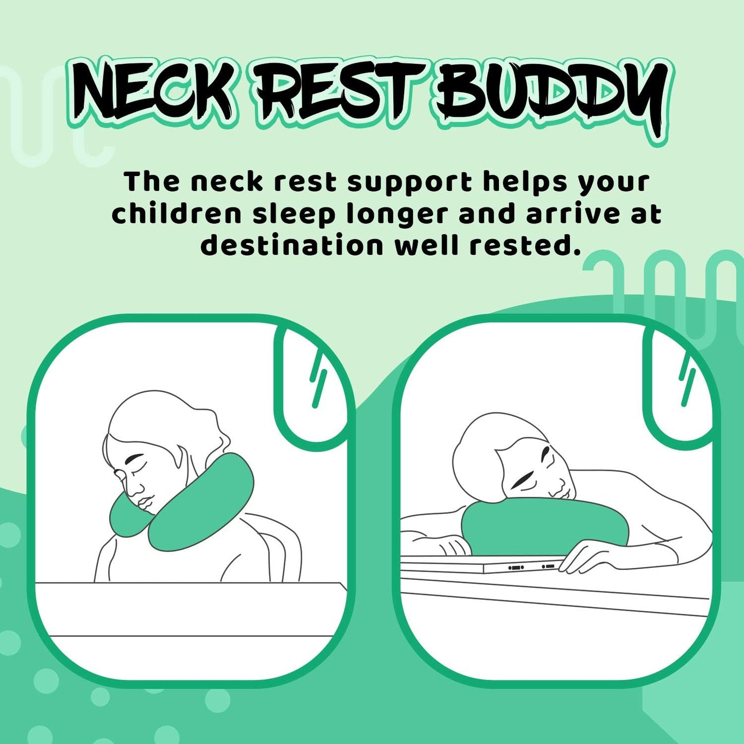 Kid Travel Pillow for Car Airplane Soft Kids Neck Pillow for Head Chin Support Cute Animal U Shaped Travel Pillow Portable Essential for Road Trip Traveling Green Dinosaur