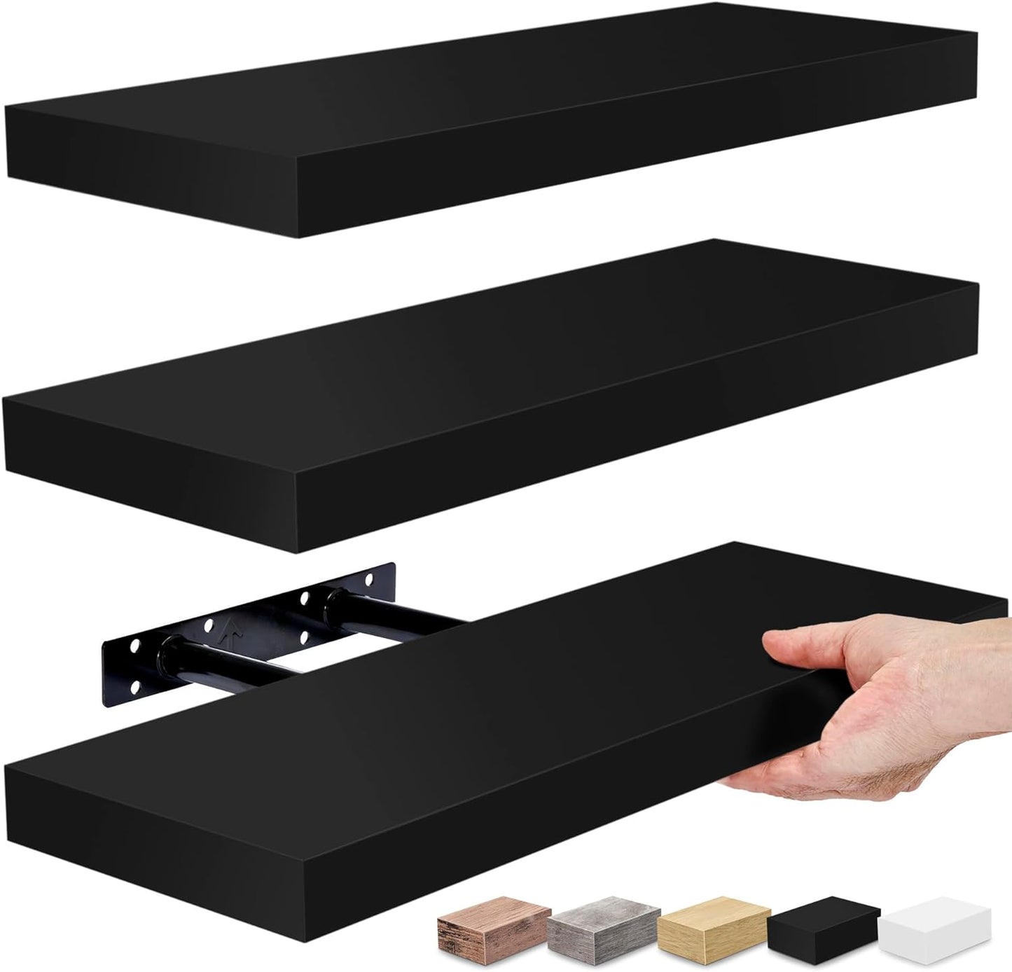Floating Shelves for Wall, Bathroom Shelves Wall Mounted for Kitchen, Bedroom, Bathroom Storage over Toilet, Hanging Book Shelf for Wall Home Decor Living Room (Mahogany, 3 Pack)