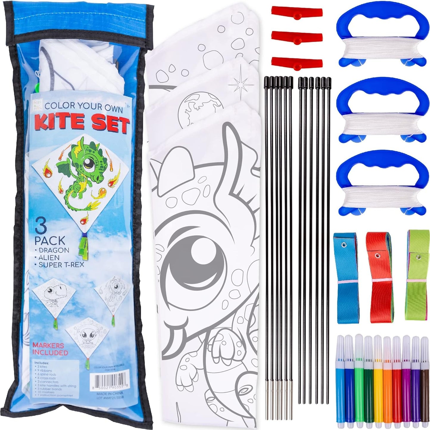 DIY Color and Make Your Own Kite Kit for Kids | Easy to Fly Kites Outdoor Toys and Activities for Boys and Girls Ages 4 5 6 7 8 9 10 11 12 Years Old and Up