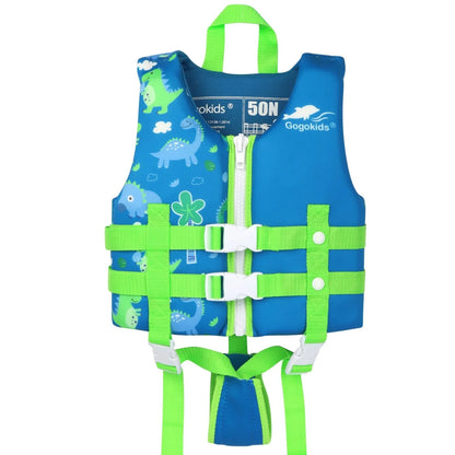 Kids Swim Vest Life Jacket Flotation Swimming Aid with Adjustable Safety Strap Age 1-9 Years/22-50Lbs, Blue Dinosaur