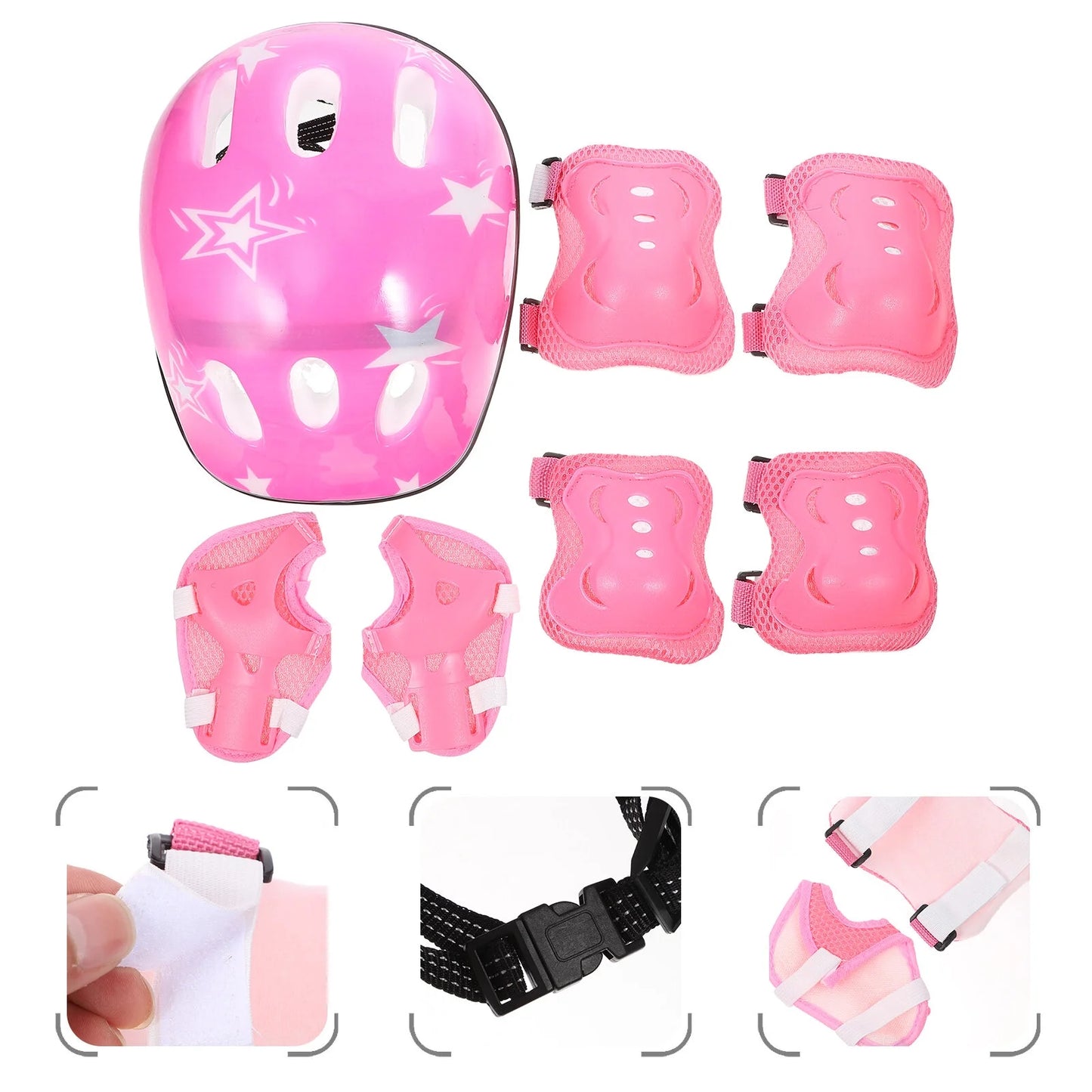 Kids Helmet Pad Set,Adjustable Kids Skateboard Bike Helmet Knee & Elbow Pads Wrist Guards 3-8 Years Kids Protective Gear Set for Girls Boys Bike Roller Skating Scooter Sport