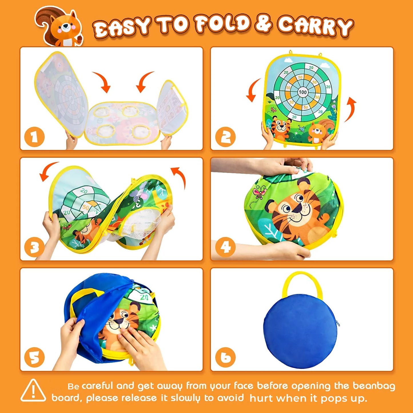 Bean Bag Toss Game Toy for Kids,  Dart Board for Kids, Fun Outdoor Cornhole Game Toys for Toddlers Kids Ages 3 4 5 6 7 8 Year Old Boys Girls Birthday Party Christmas Holiday Game Gifts
