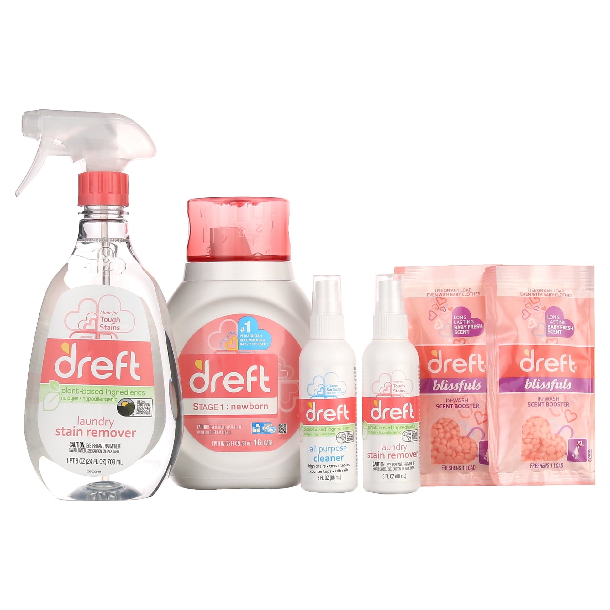 Bundle of Bliss Baby Gift Set with Laundry Detergent and Stain Remover, Infant Essentials, 16 Loads, 7 Pieces