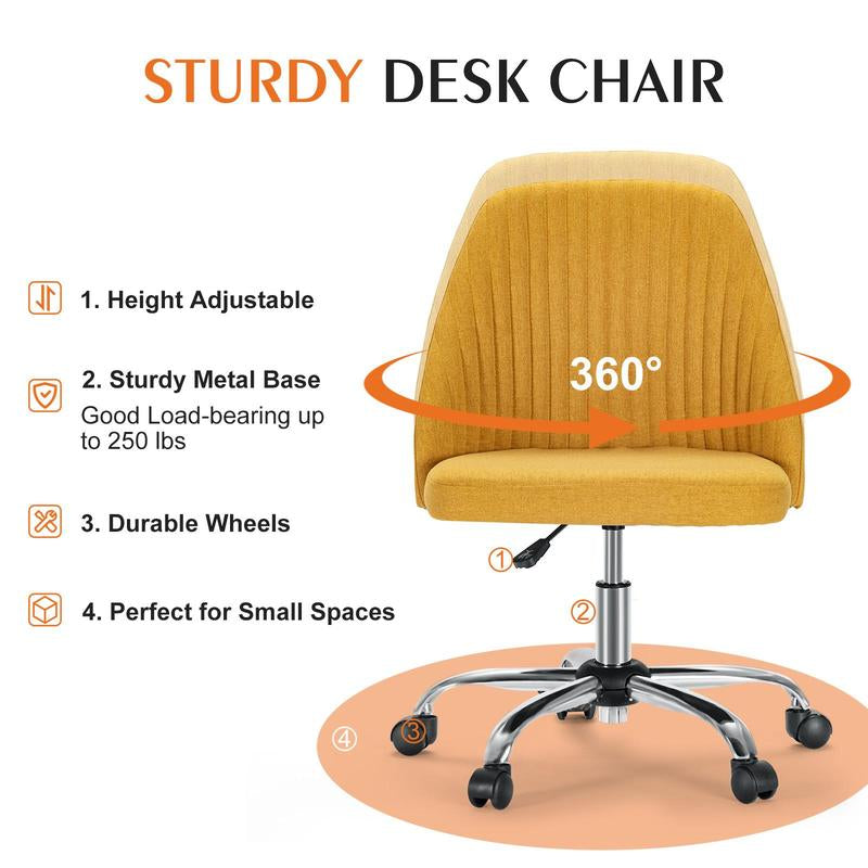 [Fall Sale]Joyfinity Home Small Cute Desk Chair Armless for Small Space Adjustable Rolling Chair, Cute Modern Desk Chair for Home Office Make up Bed Room