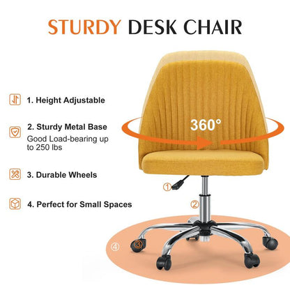 [Fall Sale]Joyfinity Home Small Cute Desk Chair Armless for Small Space Adjustable Rolling Chair, Cute Modern Desk Chair for Home Office Make up Bed Room