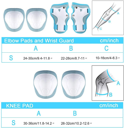 Kids Guards Protective Gear for 3-8 Years Toddlers, Light Blue Knee Pads Elbow Pads with Wrist 3 in 1 Sports Gear Set for Bike, Cycling, Roller Skating, Skateboard