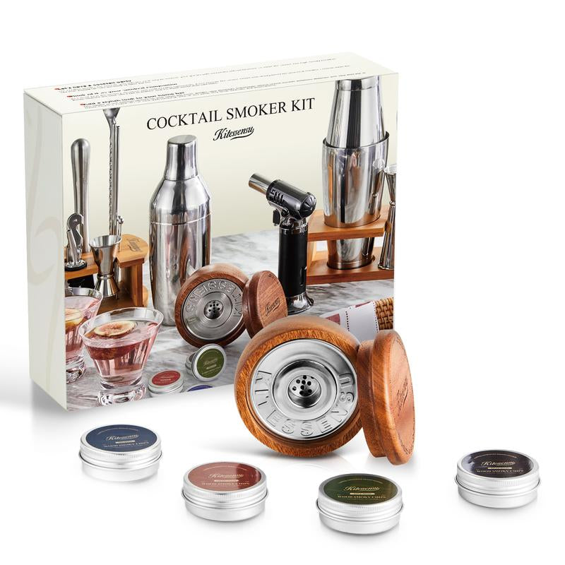 Kitessensu Mixology 15 Piece Bar Set with Stand, Stainless Steel Cocktail Shaker Kit with Measuring Scale - Utensils for Home Bartenders, Gift for Him/Her