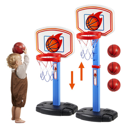 Toddler Basketball Hoop, Indoor Basketball Game Set for Kids 1-3, Adjustable Kids Basketball Goal with 4 Balls for Indoor Outdoor Play