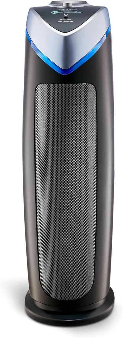 Germguardian Air Purifier with HEPA 13 Filter, Removes 99.97% of Pollutants, Covers Large Room up to 743 Sq. Foot Room in 1 Hr, UV-C Light Helps Reduce Germs, Zero Ozone Verified, 22", Gray, AC4825E