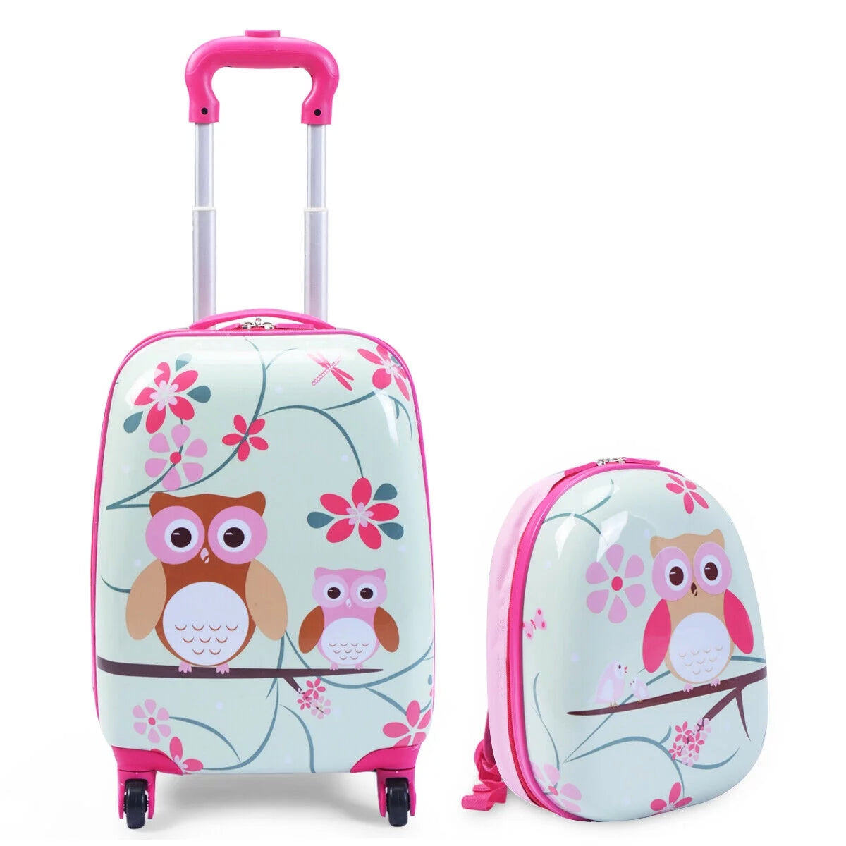 2Pcs 12'' 16'' Kids Luggage Set Suitcase Backpack School Travel Trolley ABS