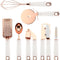 Kitchen Gadget Set Stainless Steel Utensils with Soft Touch Handles, White, 7 Pc. Copper