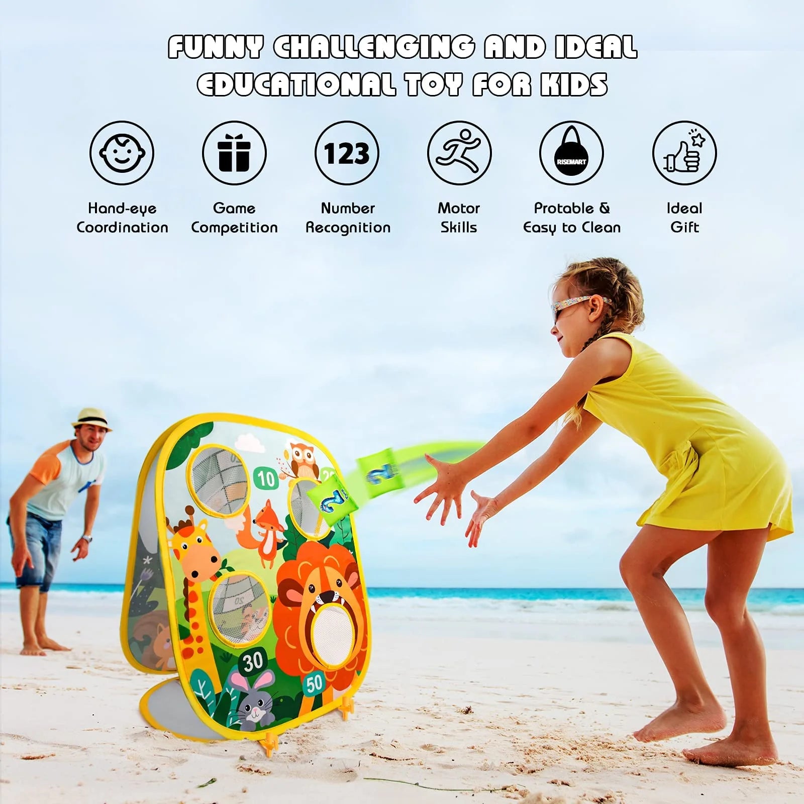 Bean Bag Toss Game Toy for Kids,  Dart Board for Kids, Fun Outdoor Cornhole Game Toys for Toddlers Kids Ages 3 4 5 6 7 8 Year Old Boys Girls Birthday Party Christmas Holiday Game Gifts
