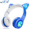 Wireless Bluetooth Kids Headphones, LED Flashing Lights, Music Sharing Function, 85Db Volume Limited, Over-Ear and Build-In Mic Wireless/Wired Children Headphones for Boys Girls (Blue)