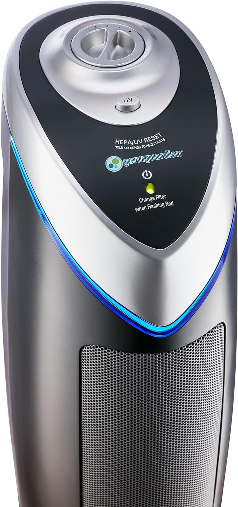 Germguardian Air Purifier with HEPA 13 Filter, Removes 99.97% of Pollutants, Covers Large Room up to 743 Sq. Foot Room in 1 Hr, UV-C Light Helps Reduce Germs, Zero Ozone Verified, 22", Gray, AC4825E
